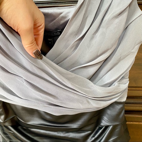 Express Pintucked Surplice Mini Dress | 6 - Picture 2 of 7